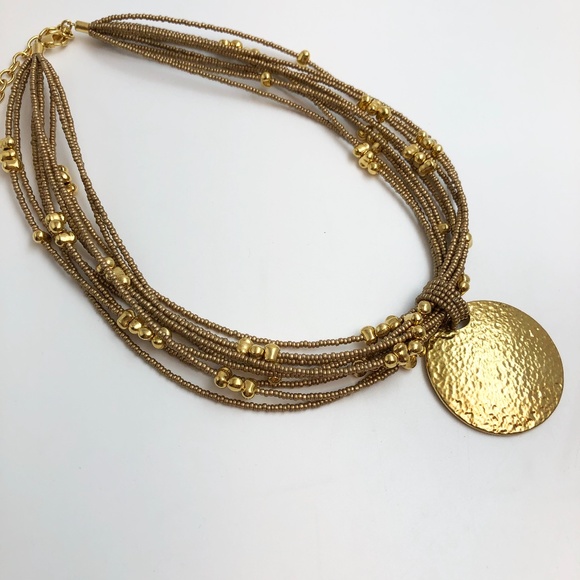 Joan Rivers Gold Tone Hammered Disc Torsade Necklace - Picture 7 of 8